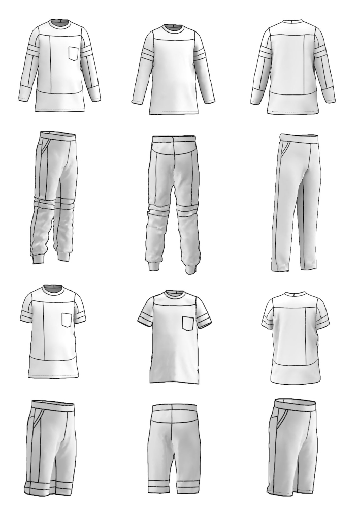 Bild 1 von El Manitas - Kombi E-Book Longsleeve/T-Shirt, lange Hose und Hose in Bermuda Länge Gr. 80 - 158